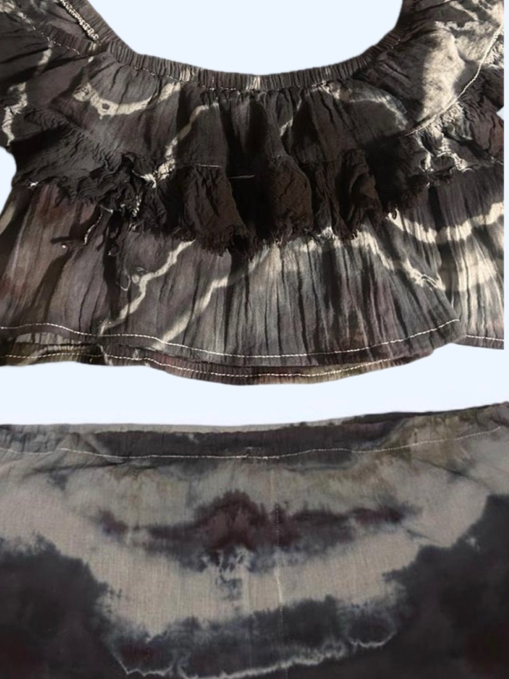 Black Tie-Dye Off-Shoulder top and skirt